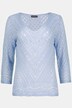 Pullover, Häkeloptik, V-Ausschnitt, 3/4-Arm, Wellenkanten