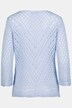 Pullover, Häkeloptik, V-Ausschnitt, 3/4-Arm, Wellenkanten
