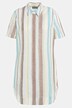 Stripe Button Front Smocked Back Linen Tunic Blouse
