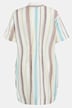 Stripe Button Front Smocked Back Linen Tunic Blouse