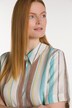 Stripe Button Front Smocked Back Linen Tunic Blouse