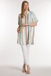 Stripe Button Front Smocked Back Linen Tunic Blouse