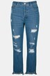 Jean mom, style destroy, 5 poches, base frangée