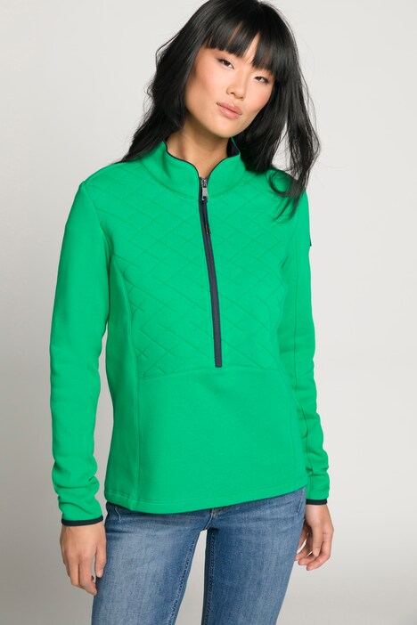 Sweatshirt, Steppeinsatz, Stehkragen, Zipper, Langarm