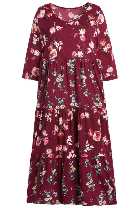 Šaty, žerzej, vzor, výstřih do V, 3/4 rukávy