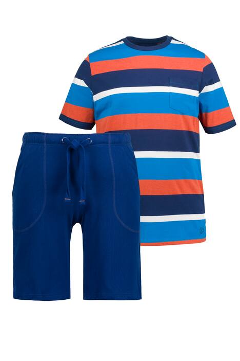 Pyžamo, kolekce domácí oblečení, dvojdílné, pruhované tričko, krátké kalhoty, do 8XL