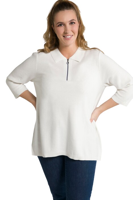 Svetr, polo límeček, zip, 3/4 rukávy