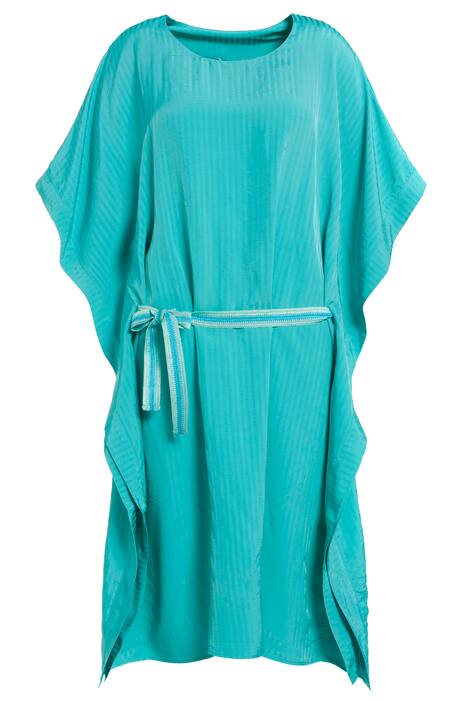 Midi šat, seersucker pruhy, oversize, krátké rukávy