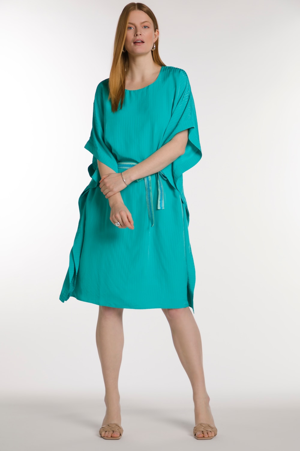 Grote Maten midi jurk, Dames, turquoise, Maat: 58-64, Viscose, Ulla Popken