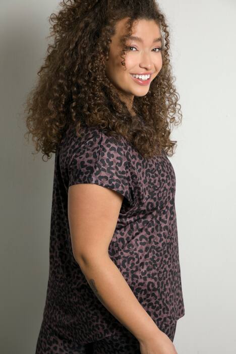 Sport Shirt, oversized, Rundhals, Halbarm, Leo Print