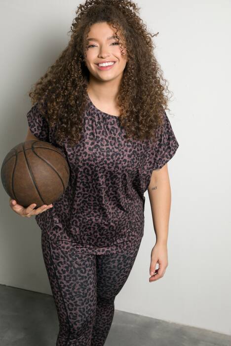 Sport Shirt, oversized, Rundhals, Halbarm, Leo Print