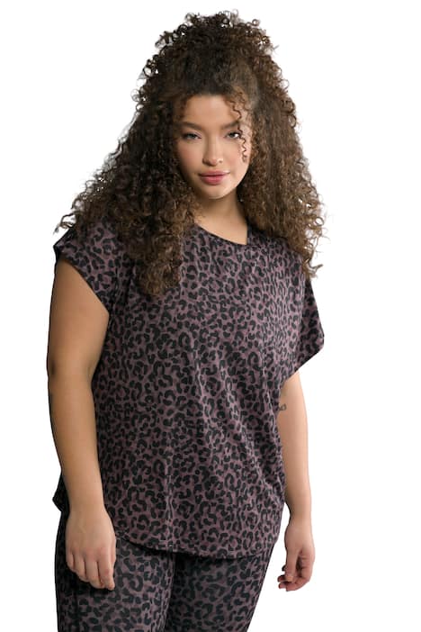 Sportovní tričko, oversize, kulatý výstřih, krátké rukávy, leopardí potisk