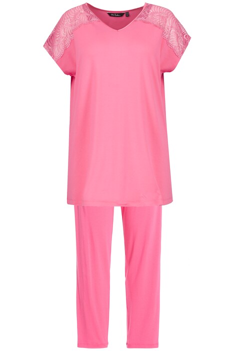 Pyžamo, krajka, kulatý výstřih, 3/4 rukávy