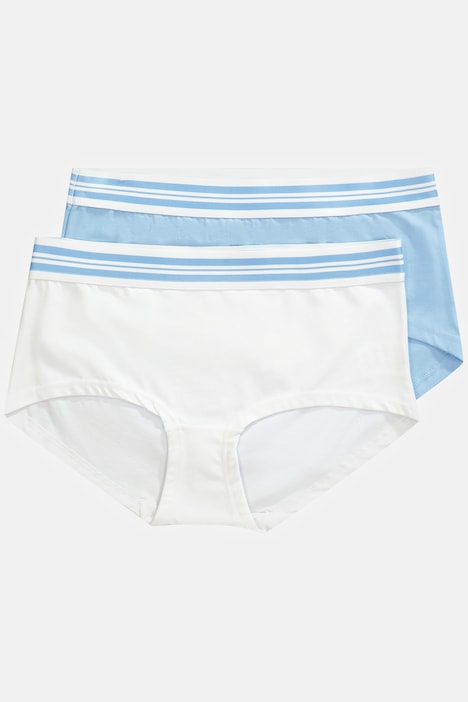 2 Pack of Stretch Cotton Hipster Panties - Solids, Boyfriend Panties