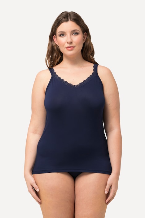 Maillot de corps avec dentelle, en viscose de bambou très agréable sur la peau