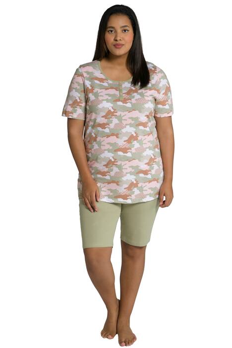 Krátké pyžamo, maskáčové, kulatý výstřih, krátké rukávy