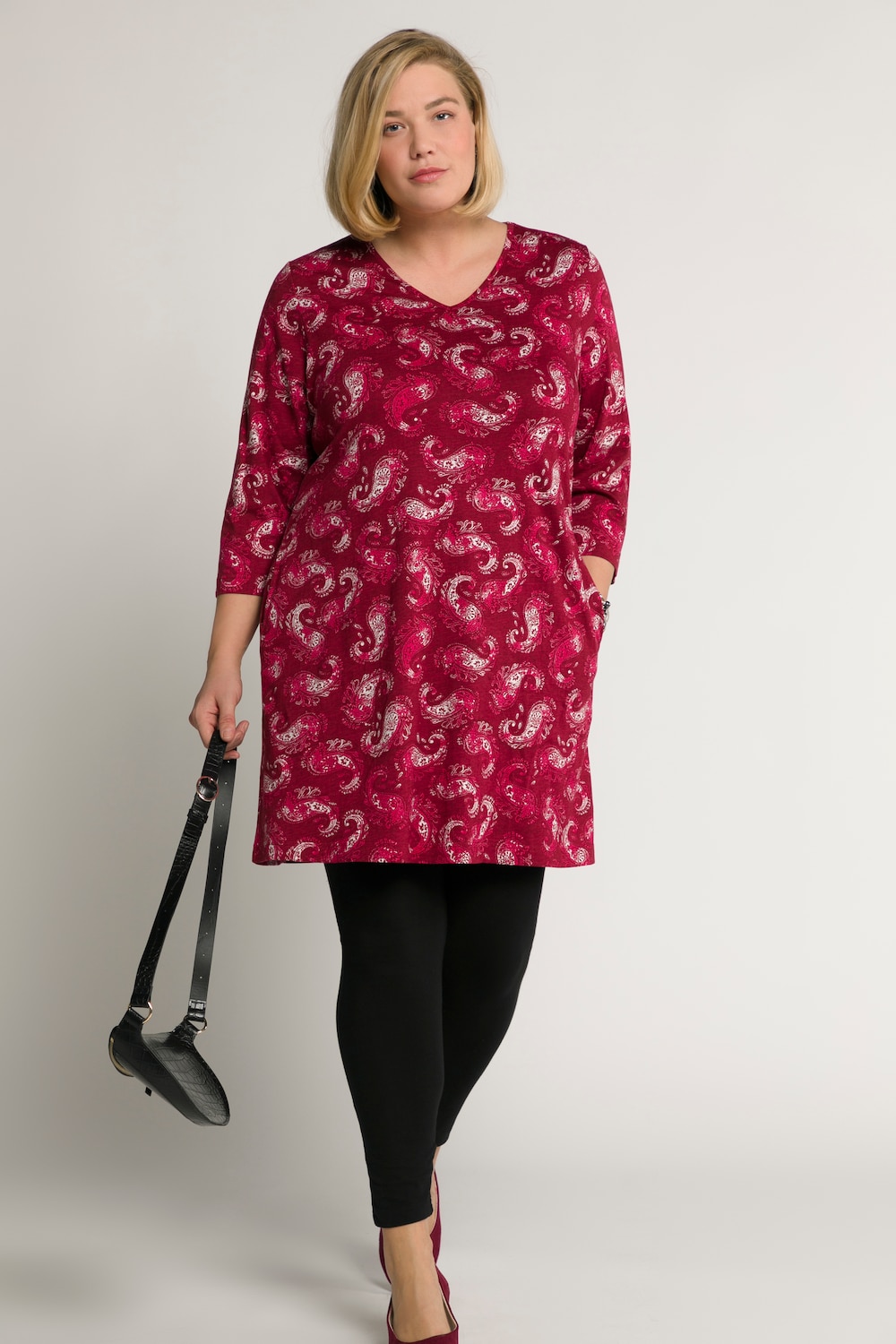 Grote Maten longline shirt, Dames, rood, Maat: 50/52, Katoen, Ulla Popken