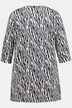 T-shirt long, motif zèbre, col en V, manches 3/4