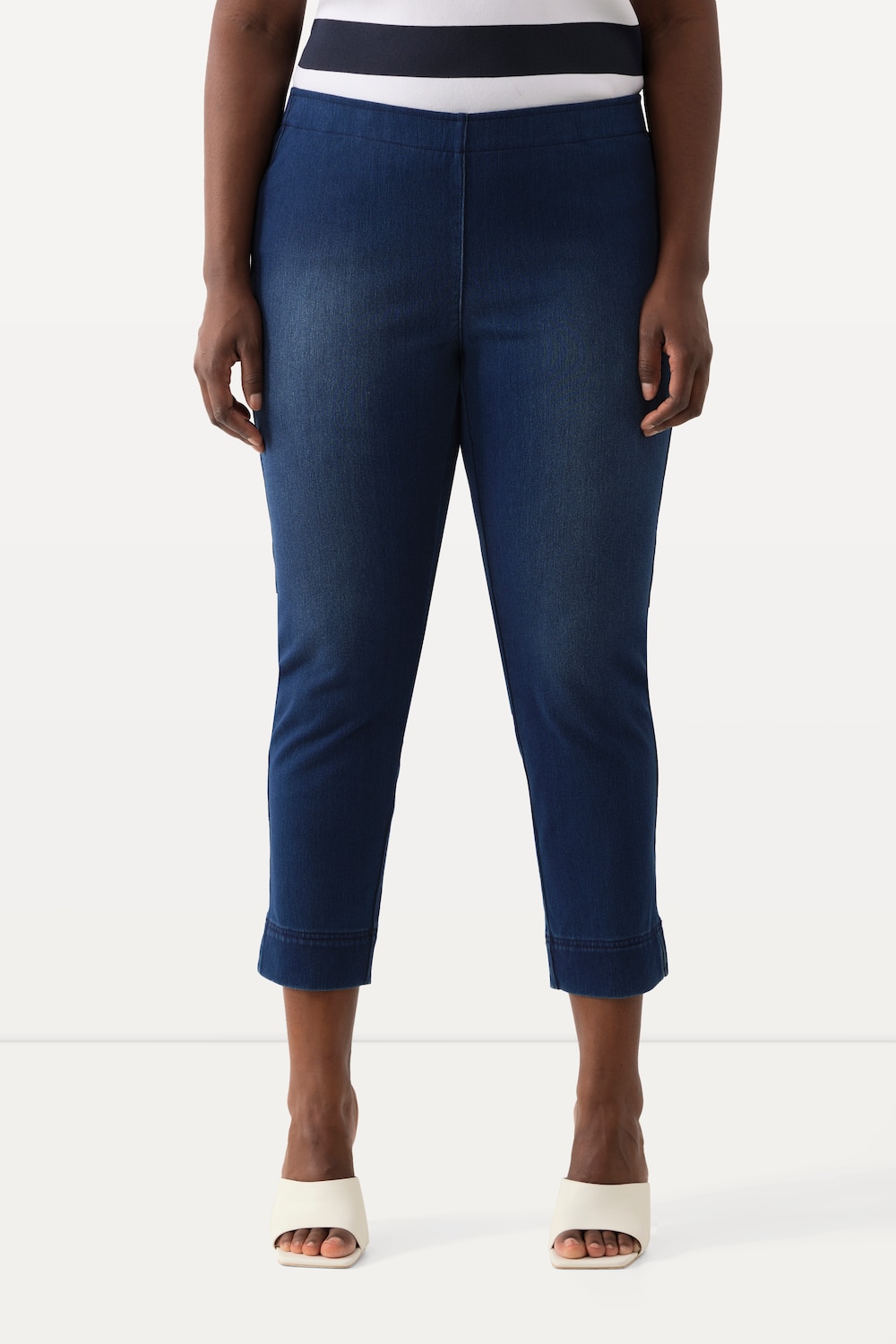 Große Größen Jersey-Capri Sienna, Damen, blau, Größe: 50, Baumwolle/Polyester/Elasthan, Ulla Popken