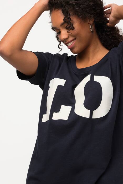 LOVE Print Round Neck Oversized Fit Cotton Knit Tunic