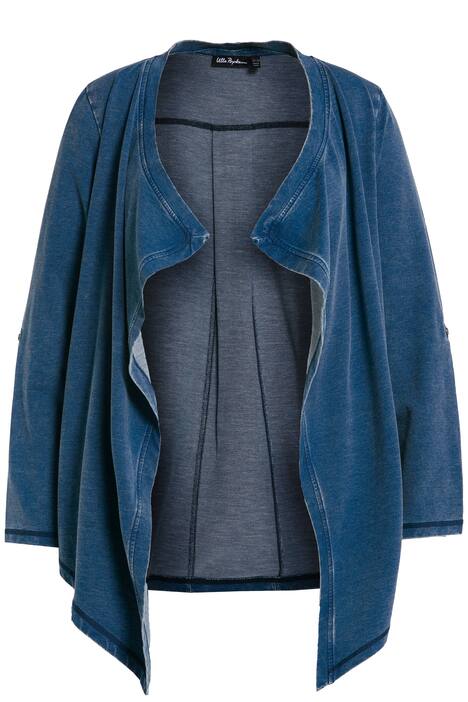 Mikina, indigové zbarvení, A střih, otevřený