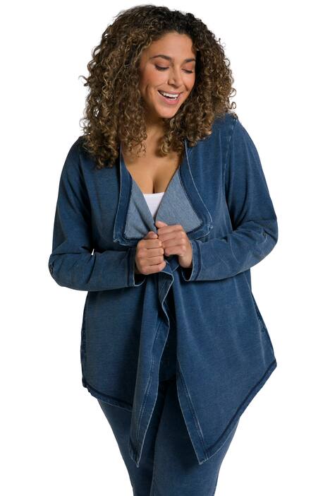 Mikina, indigové zbarvení, A střih, otevřený