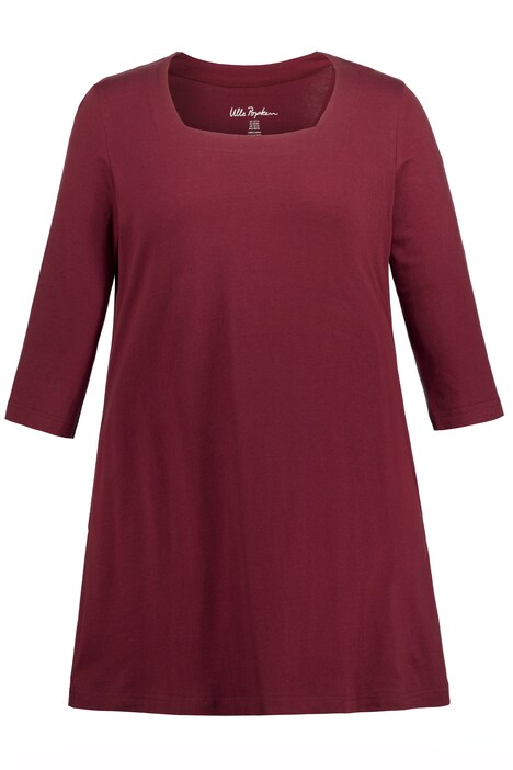 Dlouhé tričko, kapsy, A střih, hranatý výstřih, 3/4 rukávy