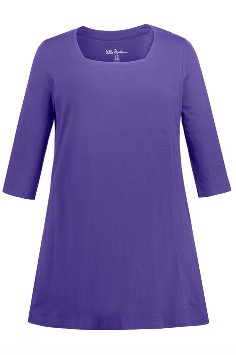 Dlouhé tričko, kapsy, A střih, hranatý výstřih, 3/4 rukávy