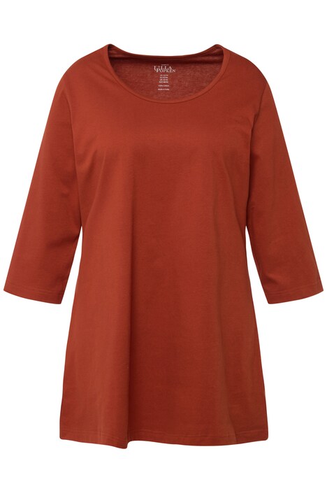 Dlouhé tričko, A střih, kulatý výstřih, 3/4 rukávy