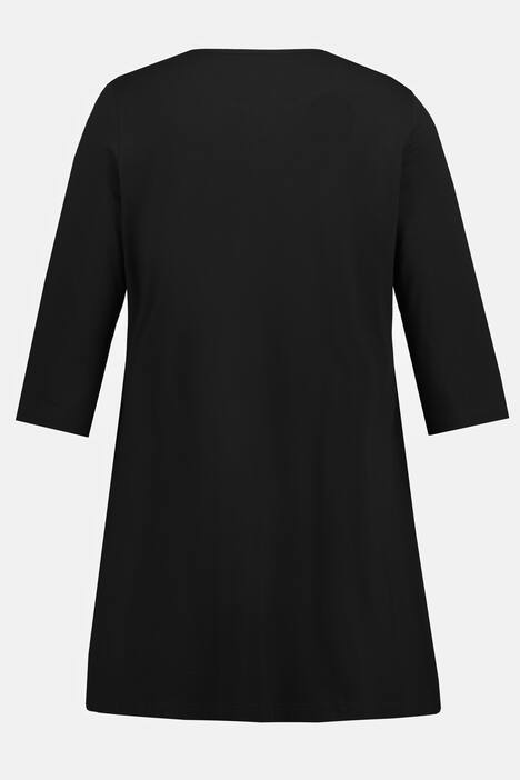 Lång topp med tunikaringning, 3/4-ärm och fickor