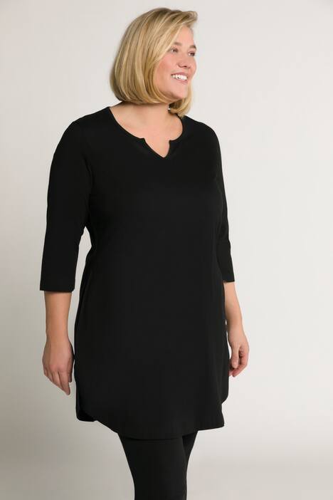 Lång topp med tunikaringning, 3/4-ärm och fickor