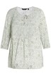Mačkaná halenka, listy, A střih, kulatý výstřih, 3/4 rukávy