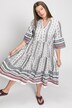 Kleid, gewebtes Ethno Muster, Volants, 3/4-Ärmel