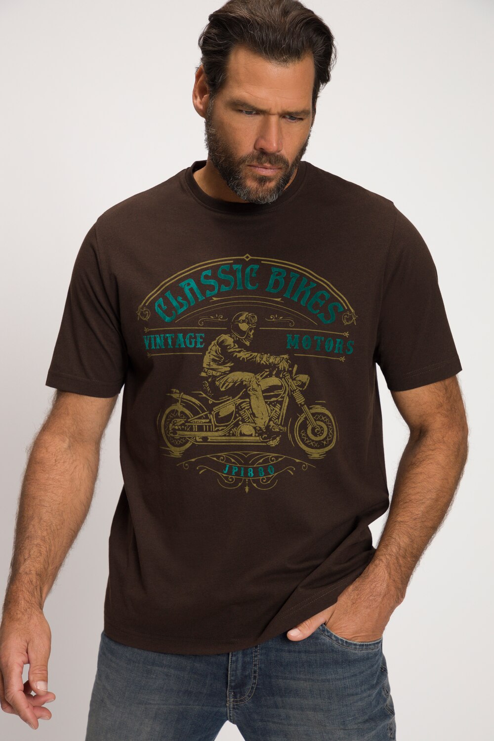 Grote Maten T-shirt, Heren, bruin, Maat: 5XL, Polyester/Katoen, JP1880
