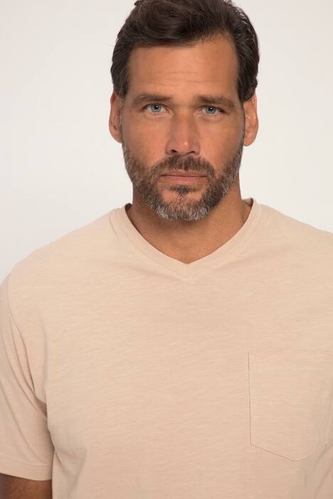 T-Shirt, Basic, Halbarm, V-Ausschnitt, Flammjersey, bis 8 XL