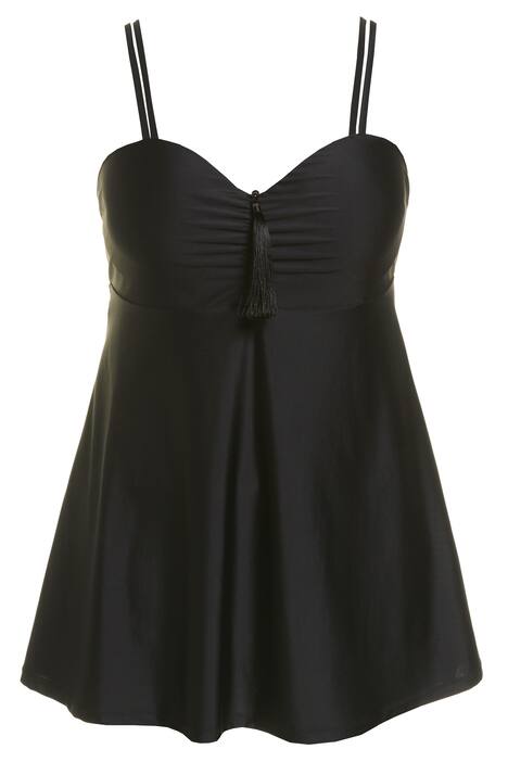 Plavkové šaty, střapce, měkké košíčky, nastavitelná dvojitá ramínka