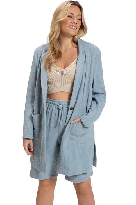 Dlouhý blejzr, klopový límec, oversize, biobavlna