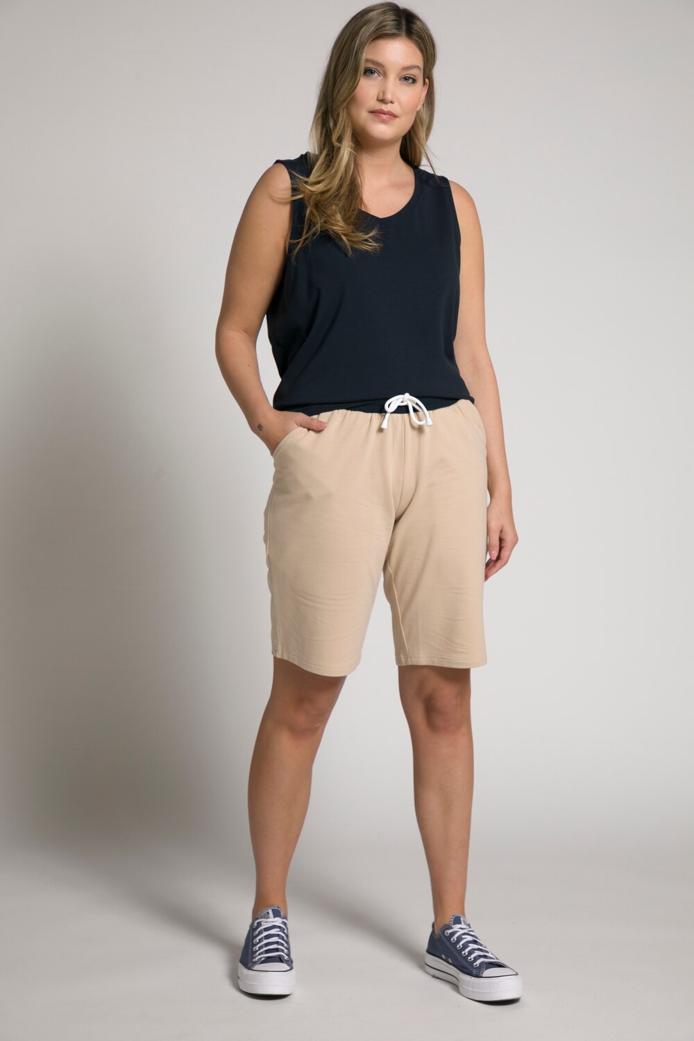 Grote Maten joggingshorts Rose, Dames, beige, Maat: 46/48, Katoen, Ulla Popken Grote Maten joggingshorts Rose, Dames, beige, Maat: 46/48, Katoen, Ulla Popken