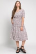 Kleid, A-Line, Flower Print, V-Ausschnitt, Halbarm