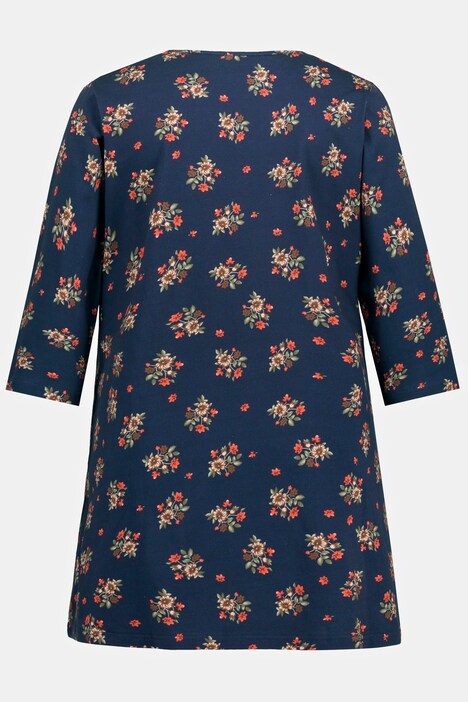Coastal 3/4 Sleeve Jersey Print Tunic Navy main image 0