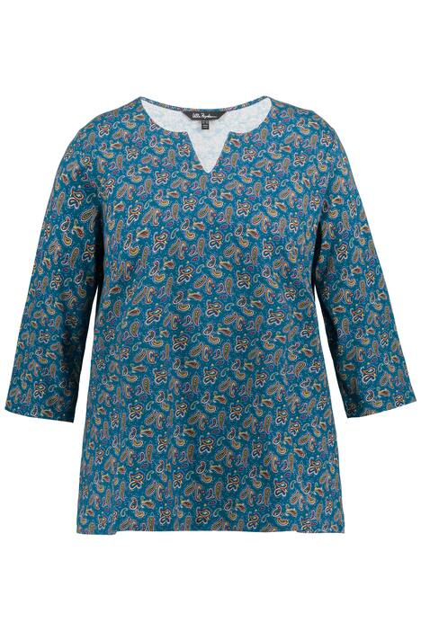 Tričko, kašmírový potisk, tunikový výstřih, 3/4 rukávy