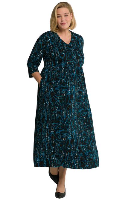 Šaty, žerzej, grafický vzor, výstřih do V, 3/4 rukávy