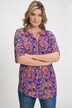Paisley Print Partial Button Short Sleeve Blouse
