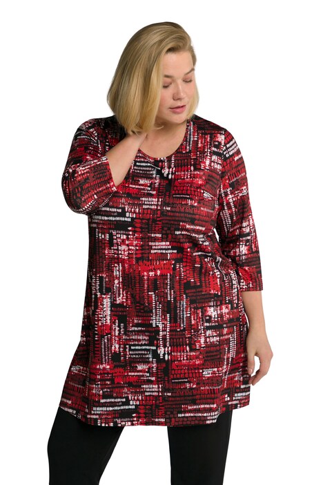 Dlouhé tričko, plošný potisk, kulatý výstřih, 3/4 rukávy