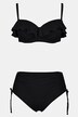 Bikini con texture, scollo a prendisole, coppe morbide e volant