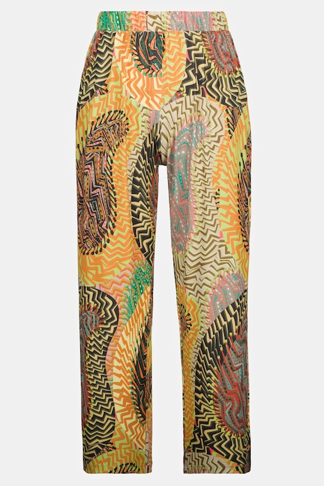 Orange Snake Print Slinky Flare Leg Trousers, Trousers