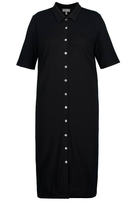 Midi šaty, límeček, knoflíková léga, krátké rukávy