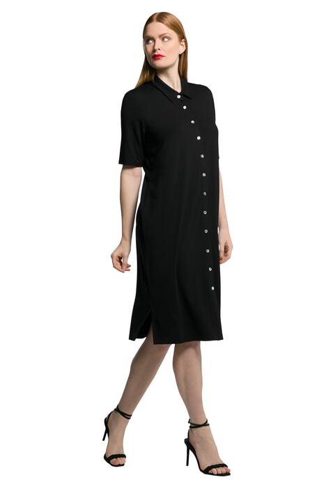 Midi šaty, límeček, knoflíková léga, krátké rukávy