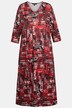 Kleid, Jersey, Grafik Muster, V-Ausschnitt, 3/4-Ärmel