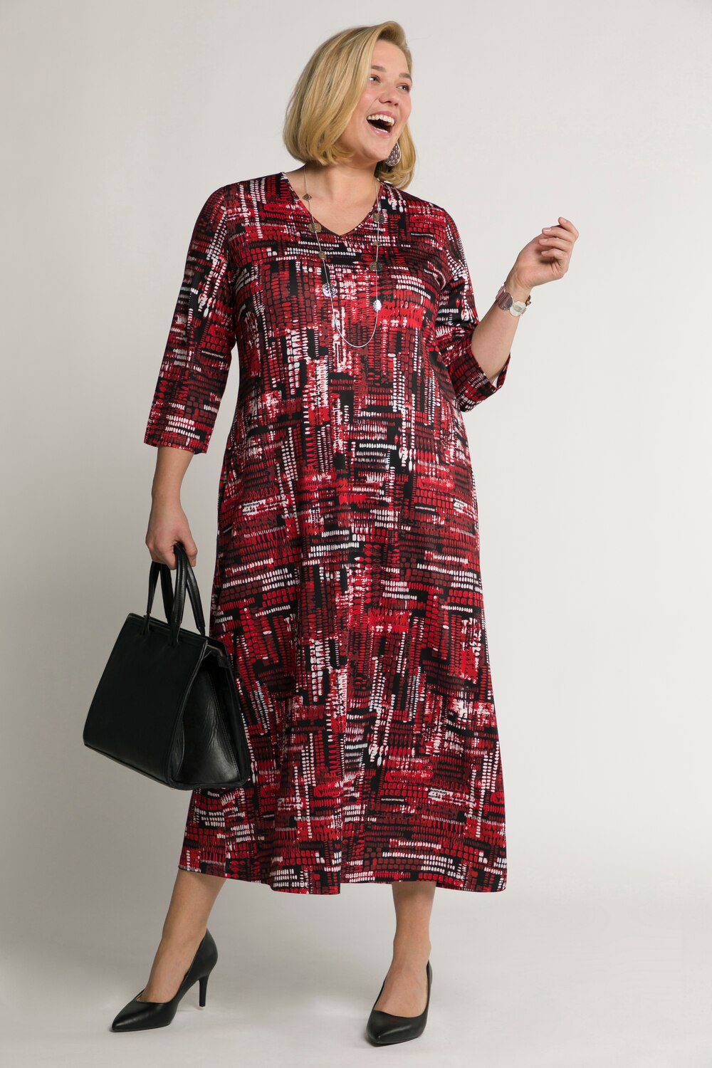 Grote Maten jurk, Dames, rood, Maat: 54/56, Polyester, Ulla Popken